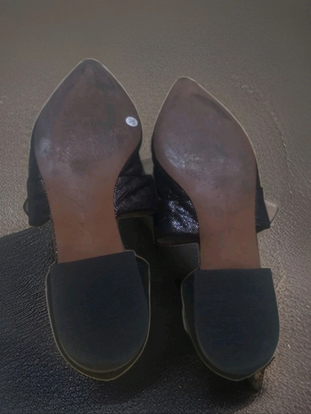 Pre-loved Paolo Dean Womens Black Metallic Leather Pointy Toe Flat Sz 8 - Picture 6 of 8